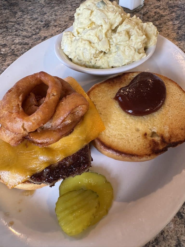 Rodeo Burger with Potato Salad